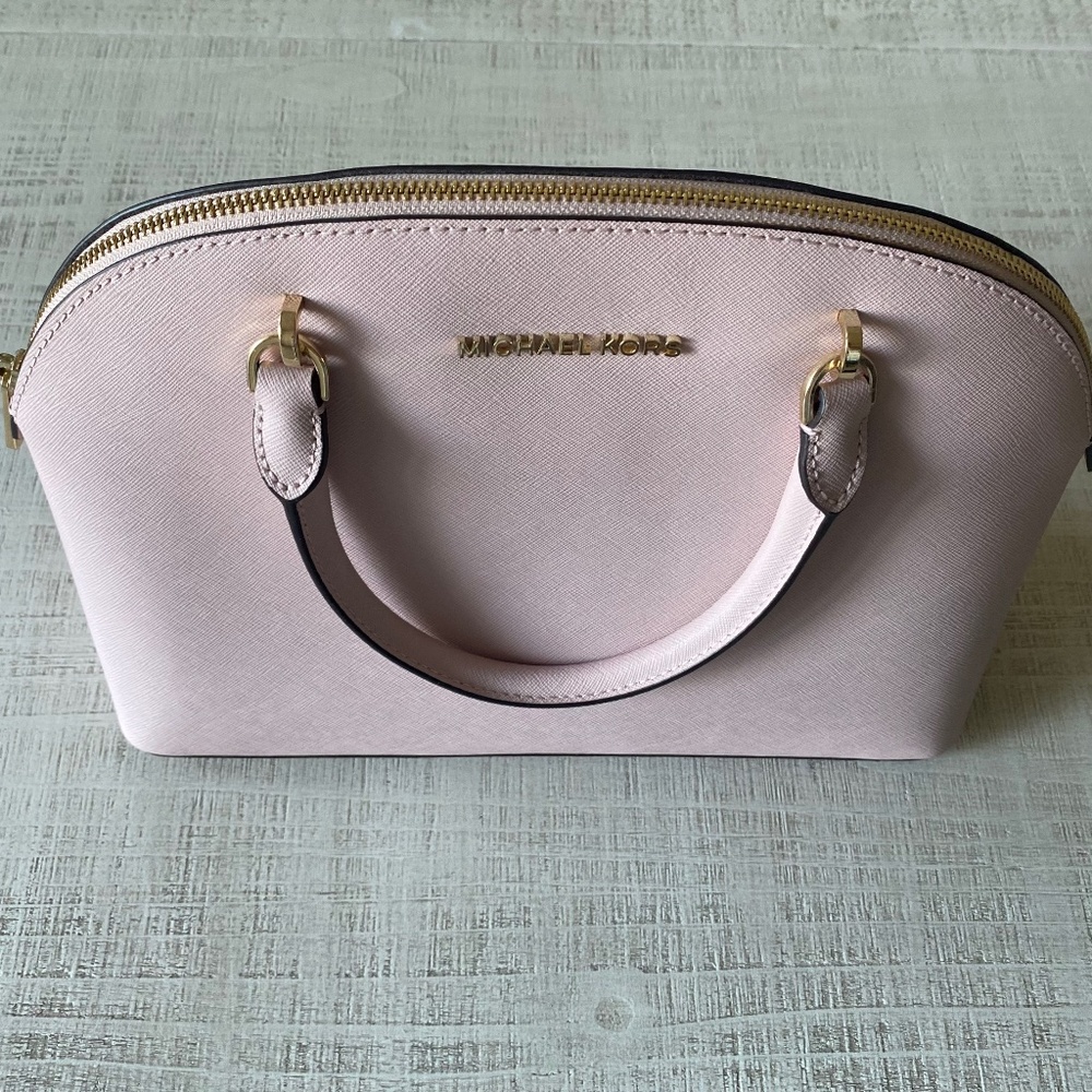 Michael Kors Emmy Large Dome Satchel Leather Purse in Color Blossom